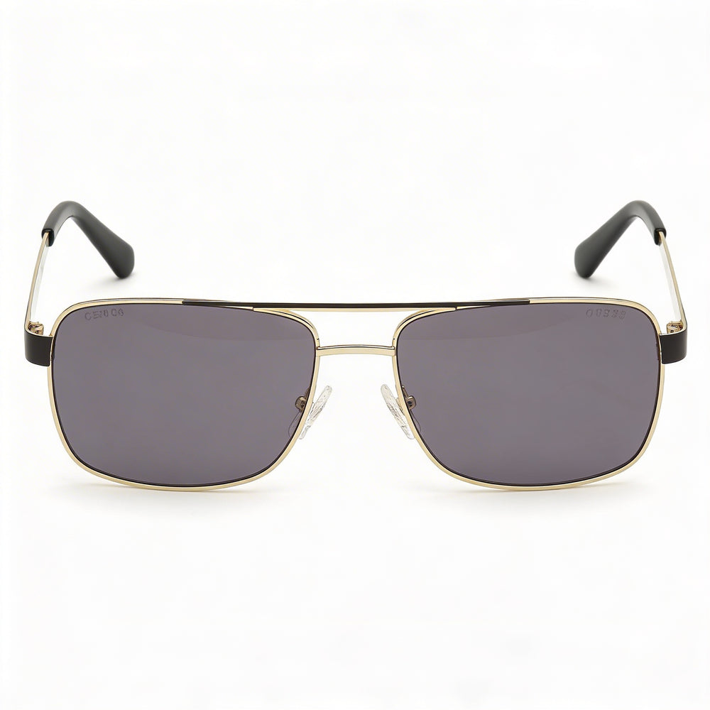 GUESS Contemporary Men's Shiny Gold Olive Gradient Metal Gradient Brown Grey Mirrored 100% UV Sunglasses 58mm