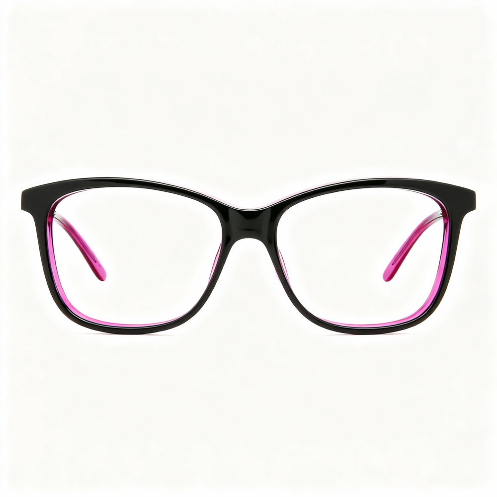 SMITH JADEN VC8 Women's Modern Black Cyclamen Acetate Eyeglasses, Customisable Clear Lenses, Size 53-15-135