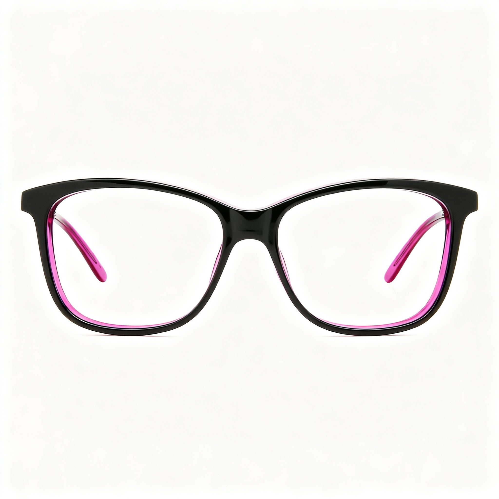 SMITH JADEN VC8 Women's Modern Black Cyclamen Acetate Eyeglasses, Customisable Clear Lenses, Size 53-15-135