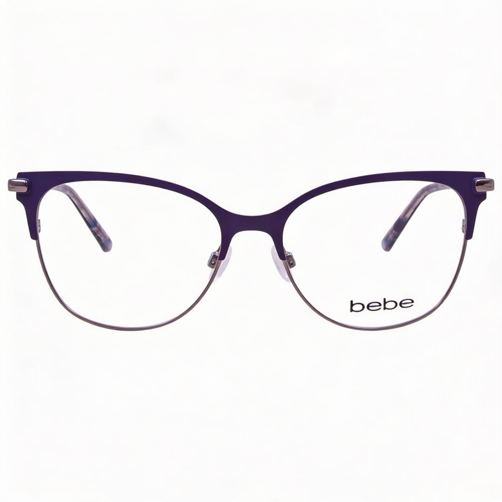 bebe Bb5224 Eyeglasses for Women, Full Rim Cat Eye Style with Plum Metal Frame, Size 55-17-140