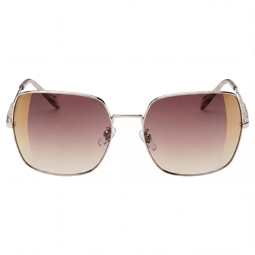 Gafas de sol informales UV Just Cavalli para mujer, montura multicolor rojo brillante dorado, lentes doradas con efecto espejo degradado marrón 60-18-140