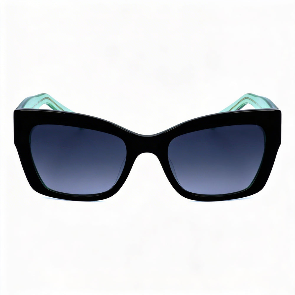 Gafas de sol Kate Spade New York Valeria/S para mujer, de acetato negro, con forma de ojo de gato y lentes sombreados en gris oscuro, 53 mm