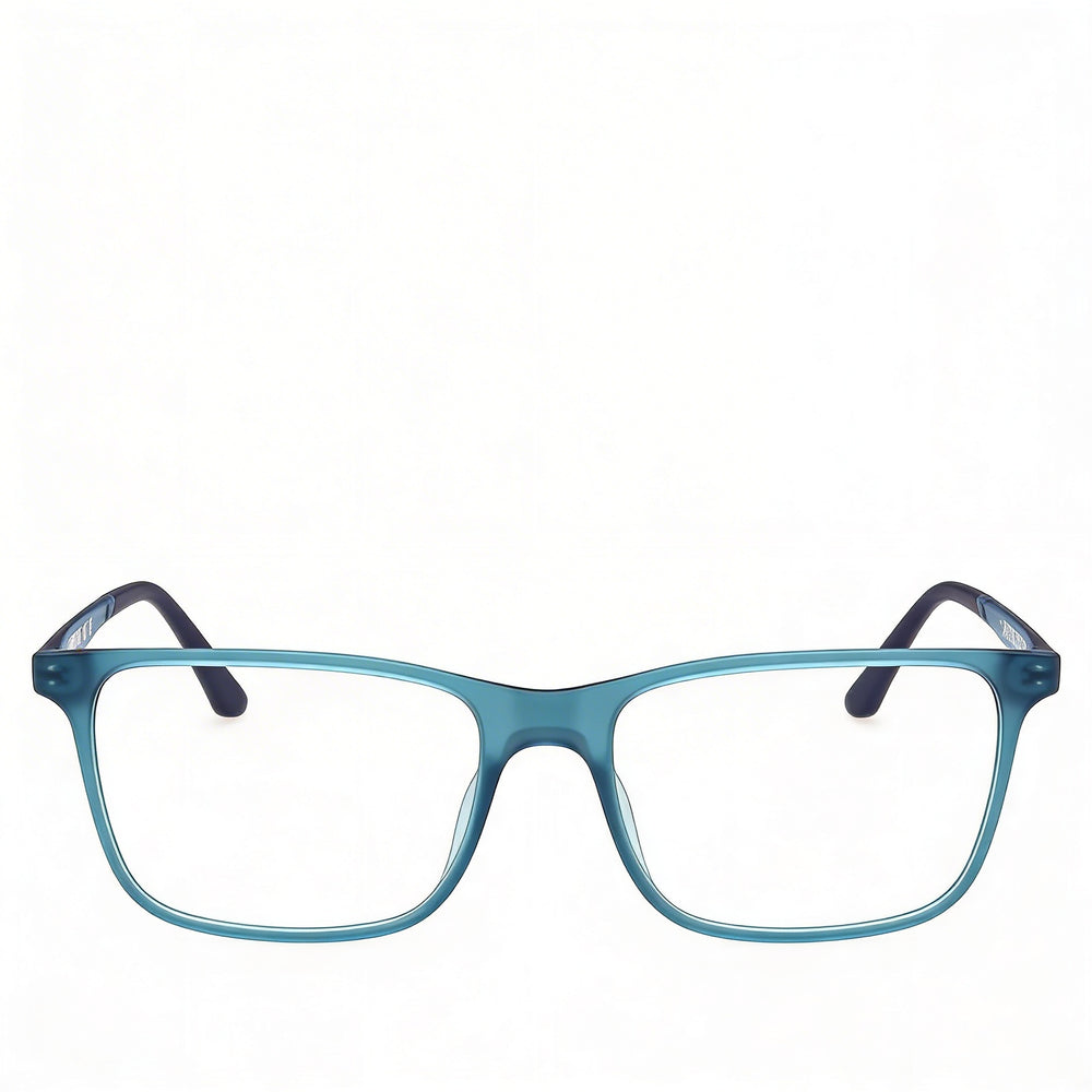 Monturas ópticas Harley-Davidson azul mate para hombre con lentes transparentes de demostración. Las lentes se pueden reemplazar por lentes graduadas personalizadas.