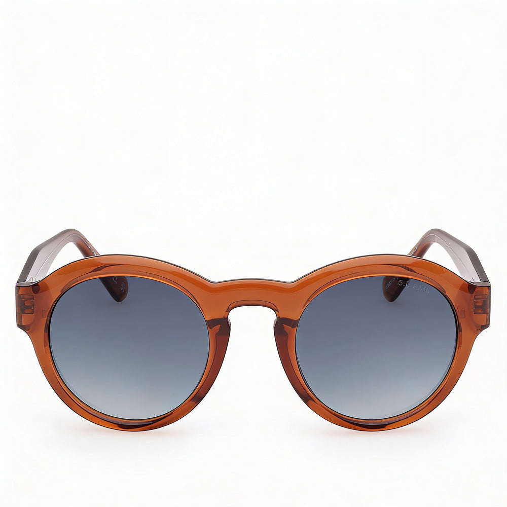 GUESS Casual Unisex Shiny Dark Brown Plastic Frame Gradient Blue UV Protection Non-Polarized Sunglasses 49mm