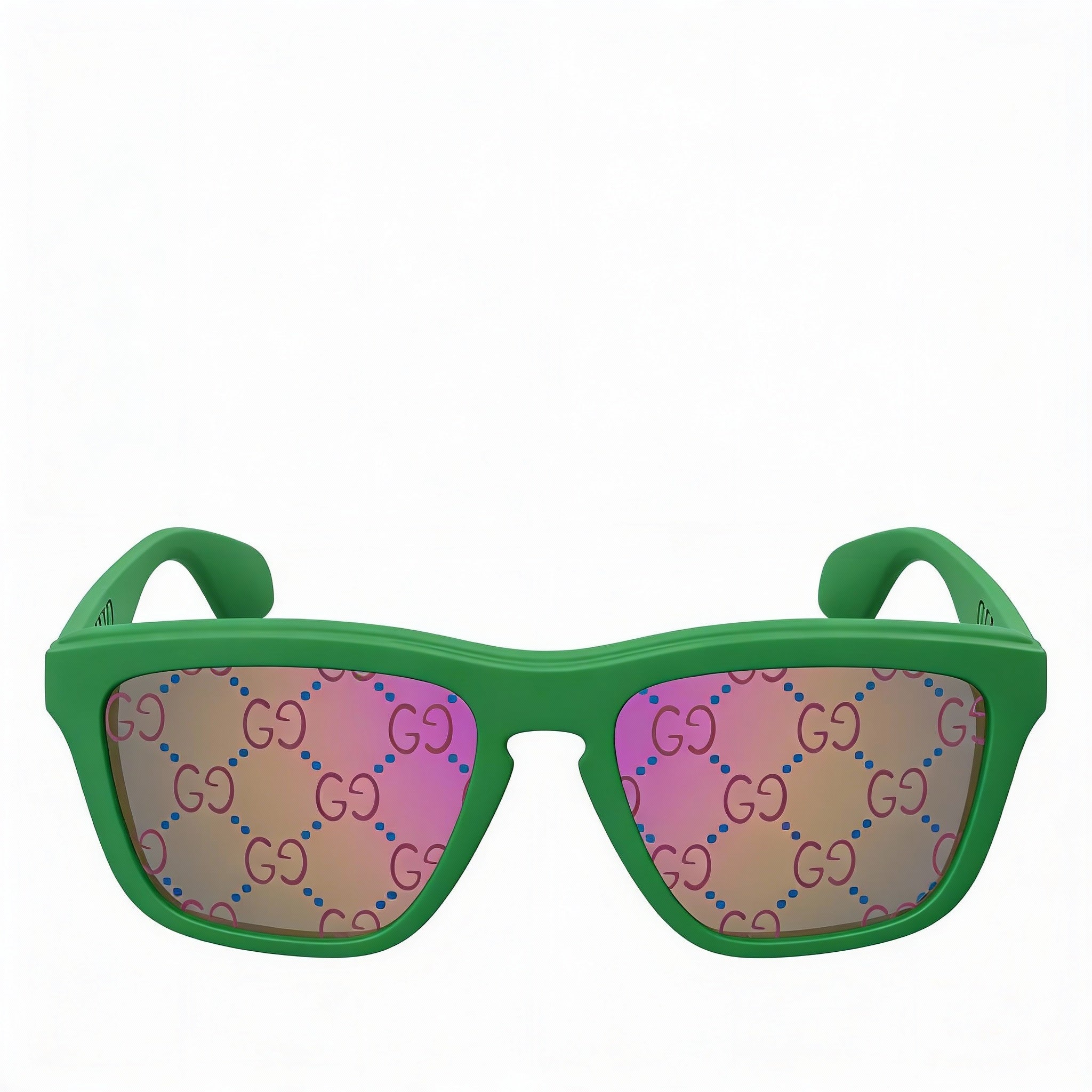 Gafas de sol Gucci Casual Collection para hombre con montura de plástico verde y lentes azules, 55 mm, Photo 2