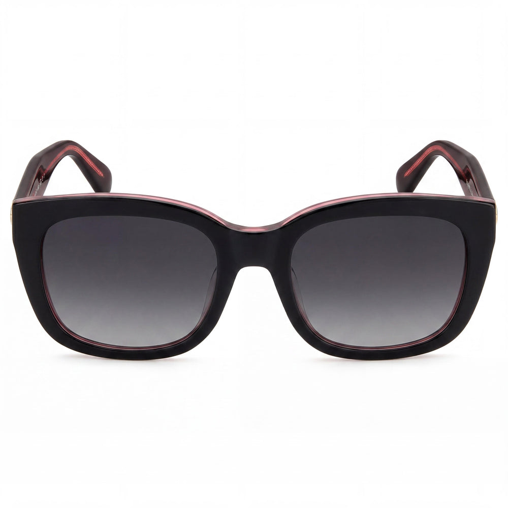 kate spade new york Tammy/S Gafas de sol rectangulares de plástico negras y rosas con protección UV y lentes polarizadas grises sombreadas para mujer 53mm