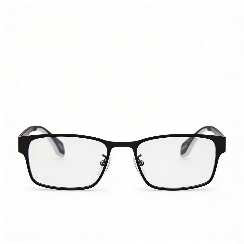 Gafas rectangulares de hombre Adidas Originals OR5049 con montura metálica en negro mate y lentes de demostración 52-18-145