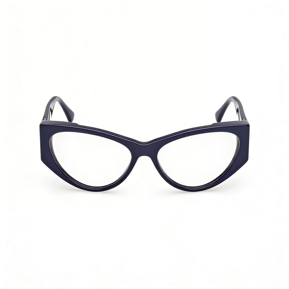 MaxMara Mm5174 Women's Shiny Blue Plastic Frame Eyewear with Polycarbonate Lenses, 55mm Lens Width