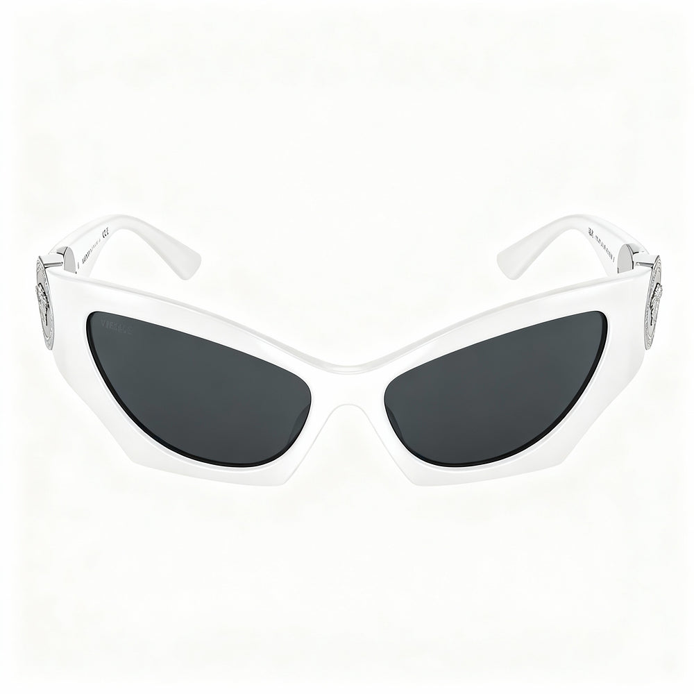 Gafas de sol Versace Classic de acetato para mujer, montura blanca, lentes grises no polarizadas, talla 60-16-125
