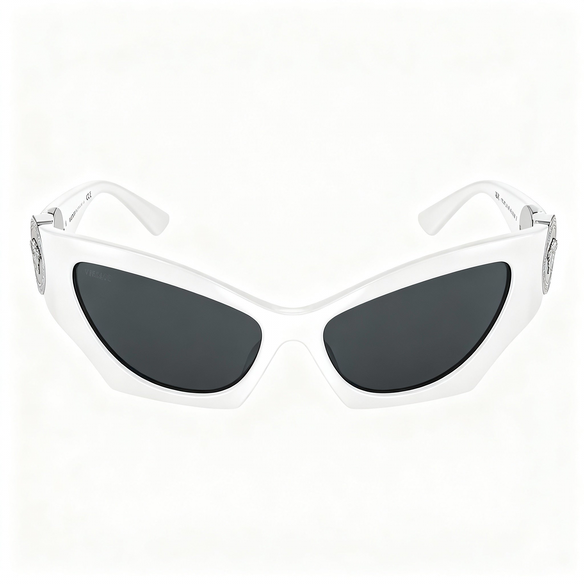 Versace Classic Women's Acetate Sunglasses, White Frame, Grey Non-Polarized Lenses, Size 60-16-125