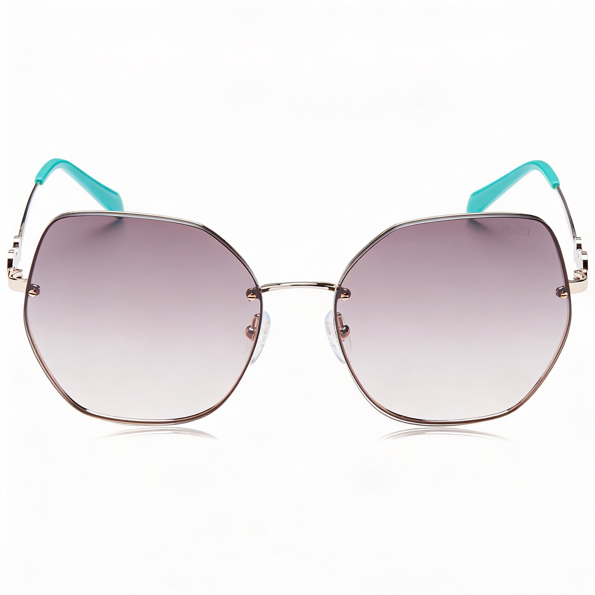 Emilio Pucci EP0177 Women's Square Gold Metal Frame Sunglasses with Brown Polycarbonate Lenses 60mm, Photo 2