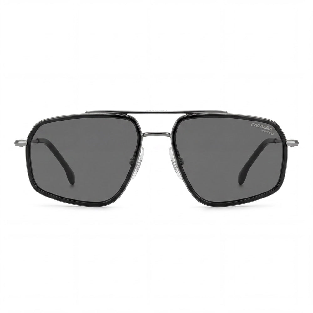 Gafas de sol de metal Carrera Classic para hombre, montura negra rutenio oscuro, lentes grises, 58 mm