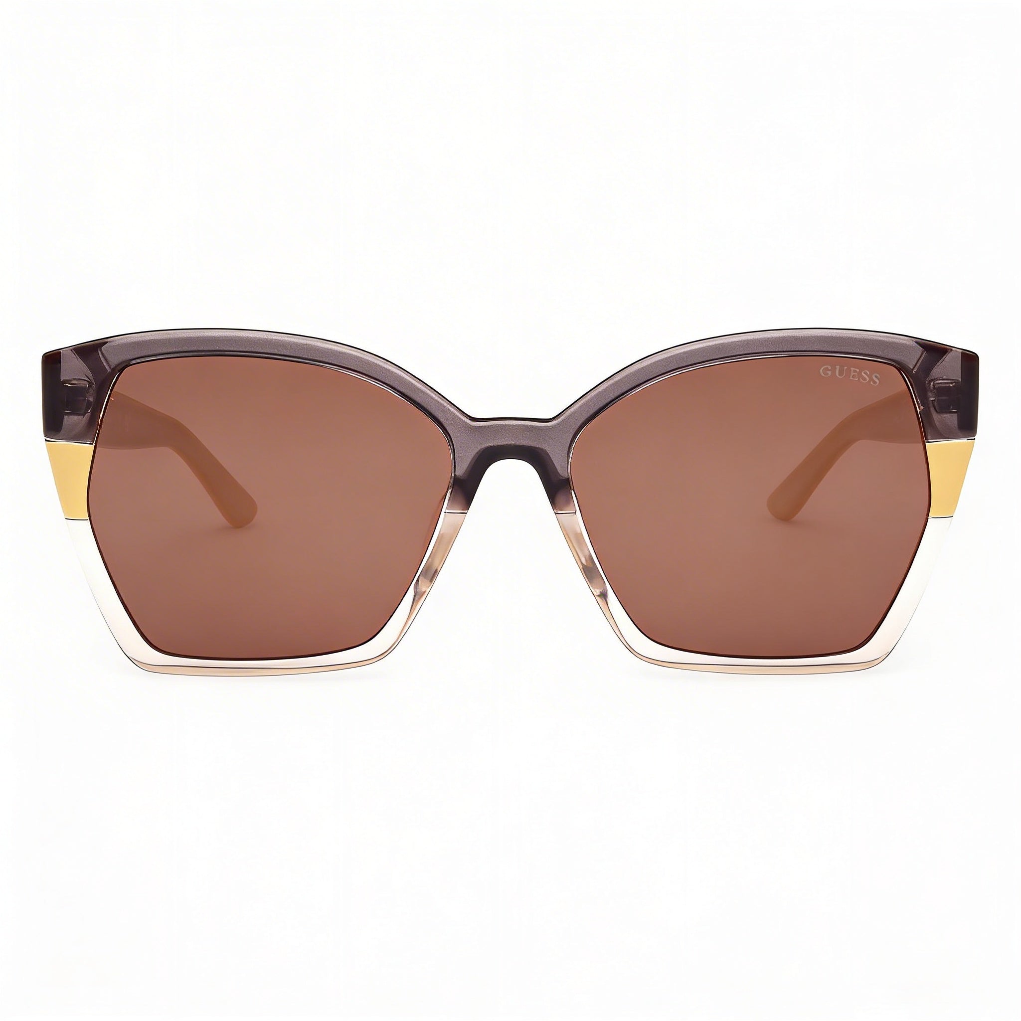 Gafas de sol Guess para mujer con protección UV, policarbonato con rayas amarillas, lentes marrones, 55 mm, Photo 2