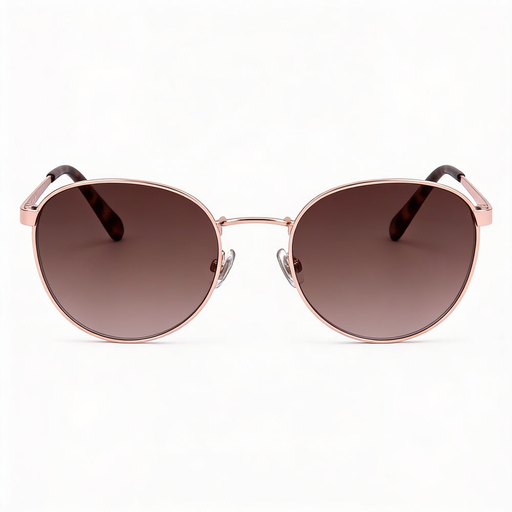 Gafas de sol Fossil Fos 2129/G/S para mujer, de metal dorado rojo degradado marrón con lentes marrones degradadas de 52 mm