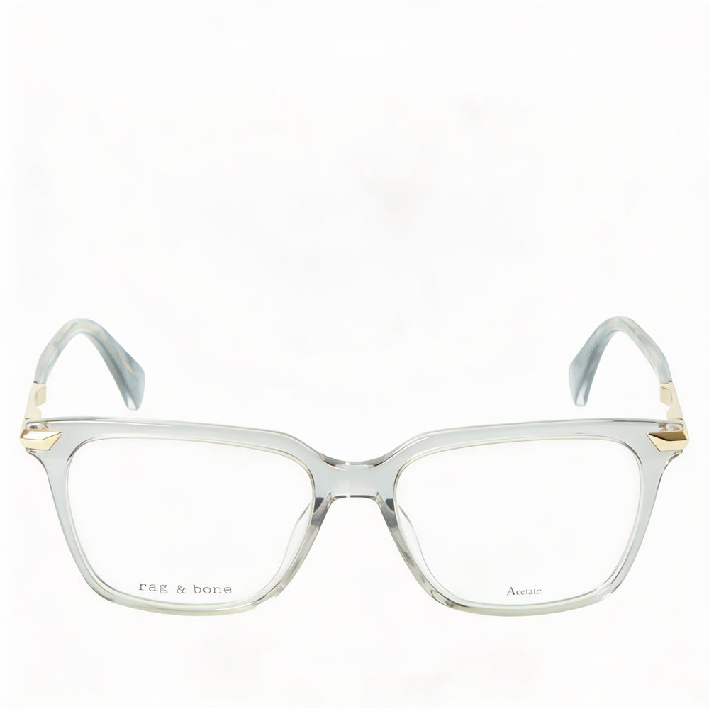 Gafas ópticas informales para mujer Rag & Bone, montura de acetato gris, lentes de plástico grises, talla 51-16-140 mm