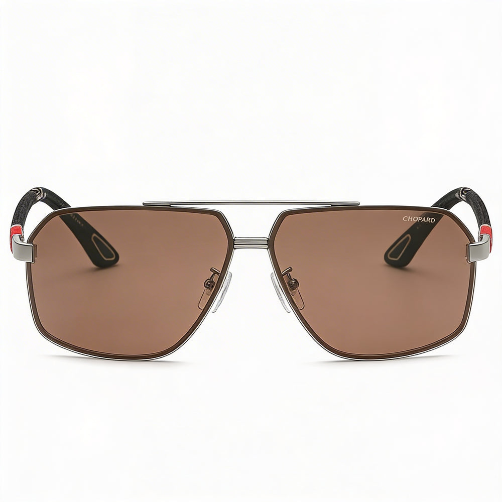 Chopard Schg89 Men's Metal Frame Total Shiny Ruthenium Sunglasses with Nylon Bio Based Lenses 66mm