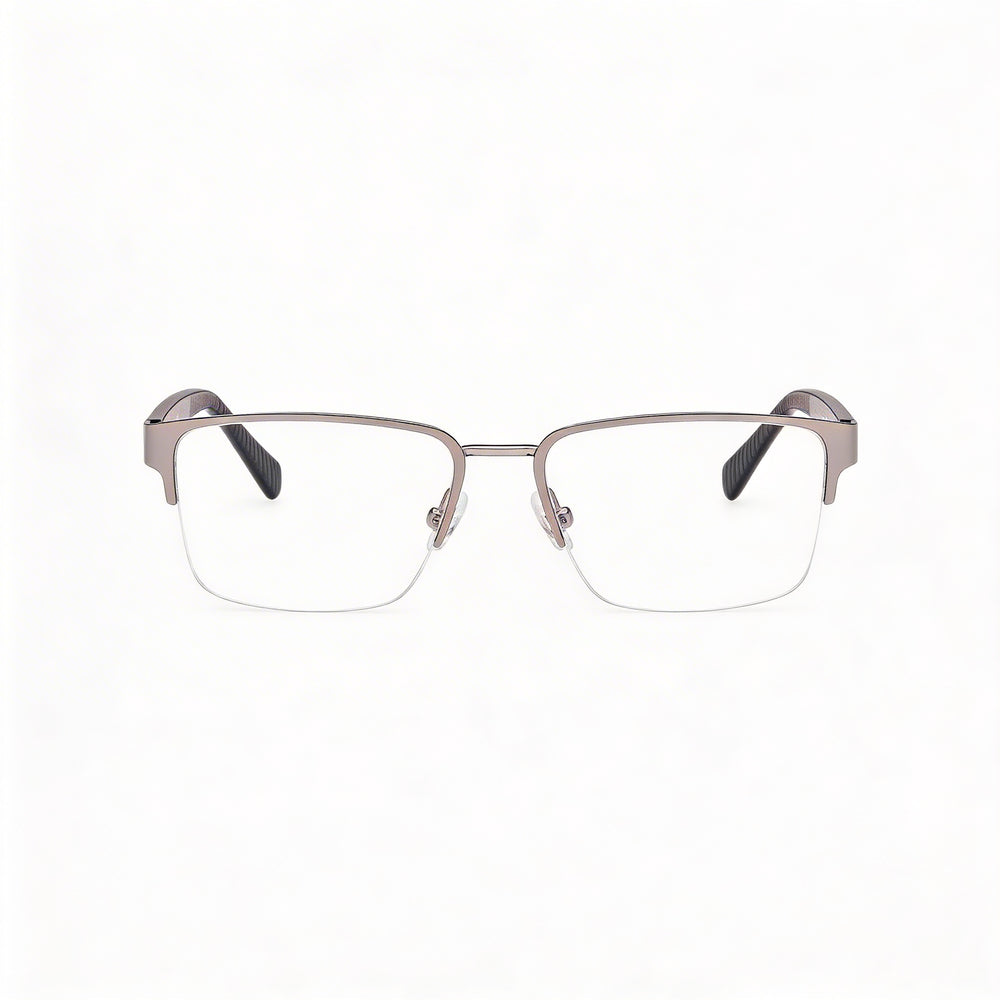 Gafas de vista GUESS Gu50326 para hombre, de metal, mate, color rutenio claro, negro brillante, con lentes de demostración de 53 mm