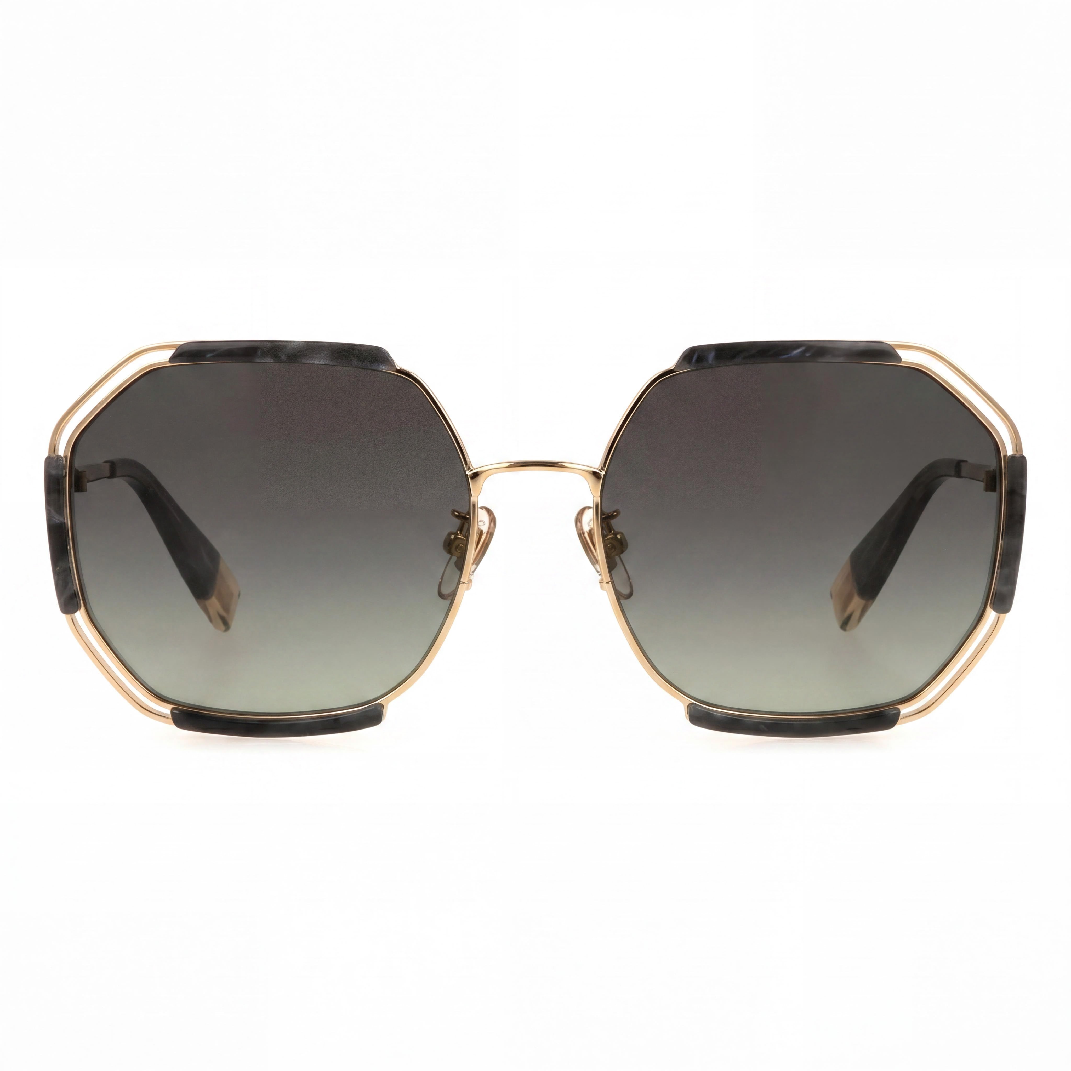 Furla Sfu785 Women's Rose Gold Stainless Steel Smoke Gradient UV 400 Sunglasses 61mm, Photo 2