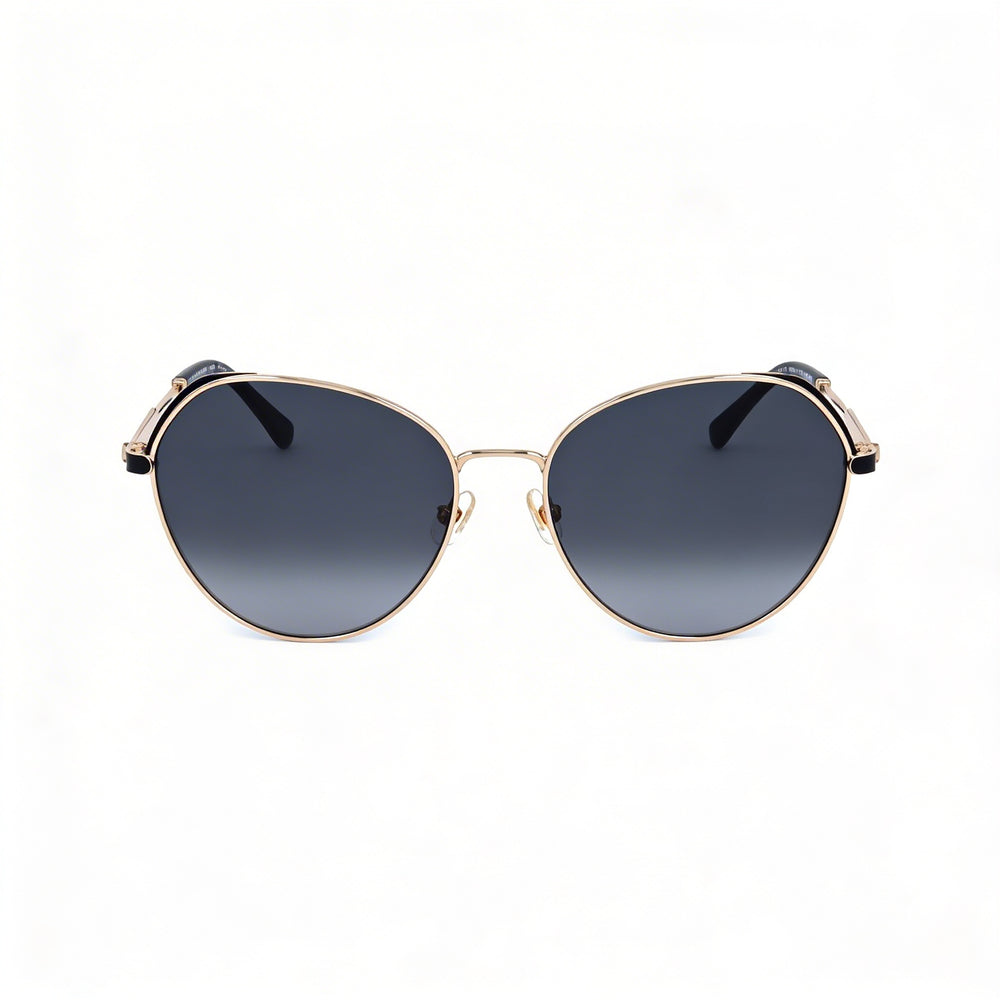 Gafas de sol Kate Spade New York Octavia redondas de acero inoxidable para mujer, 59 mm, montura dorado, negro y gris, lentes sombreados en gris oscuro