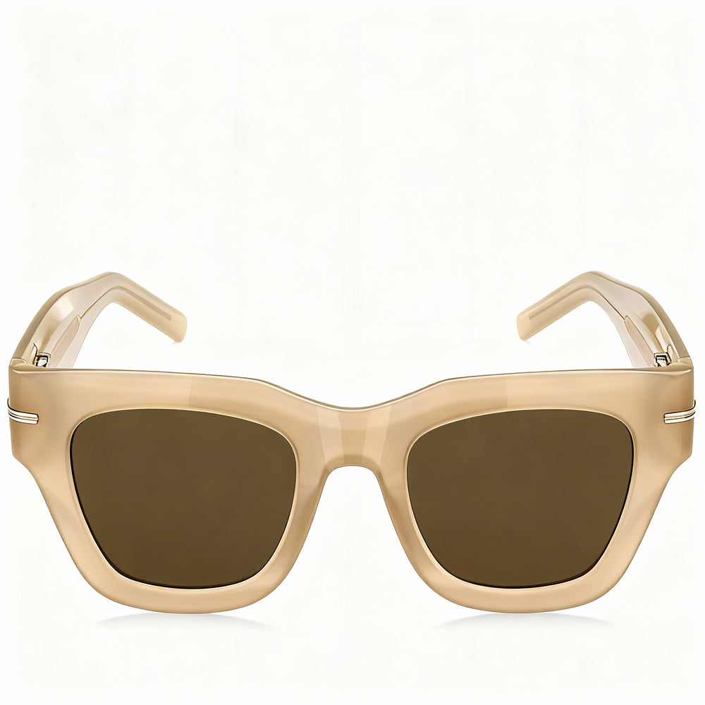 Hugo Boss Contemporary Women's Acetate Frame Sunglasses with Polycarbonate Non-Polarized Lens, Beige, 51mm