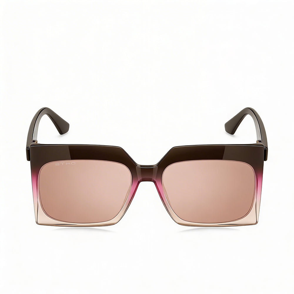 Etro Casual Women's Brown Fuchsia Acetate Non-Polarized Sunglasses with Pink Flash Silver Lenses 60mm