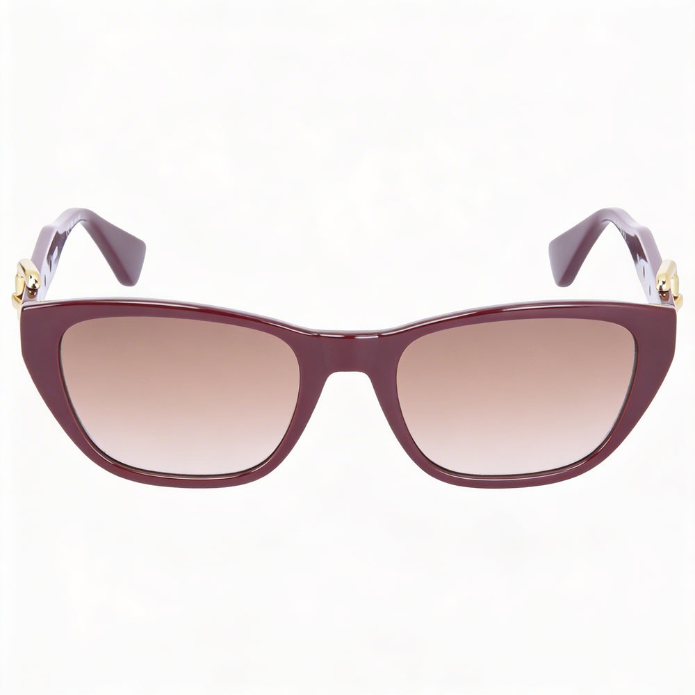 Gafas de sol Moschino MOS130/S Cat Eye para mujer, protección UV, montura burdeos con degradado marrón, lentes marrones, 55 mm