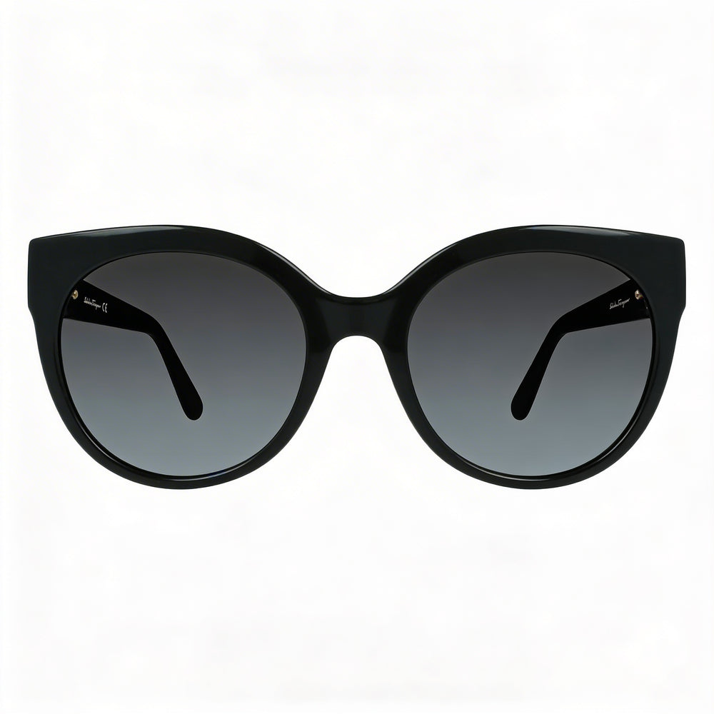 Salvatore Ferragamo Gancini SF1031SL Women's Round Black Plastic Grey 53mm 100% UV Protection Sunglasses