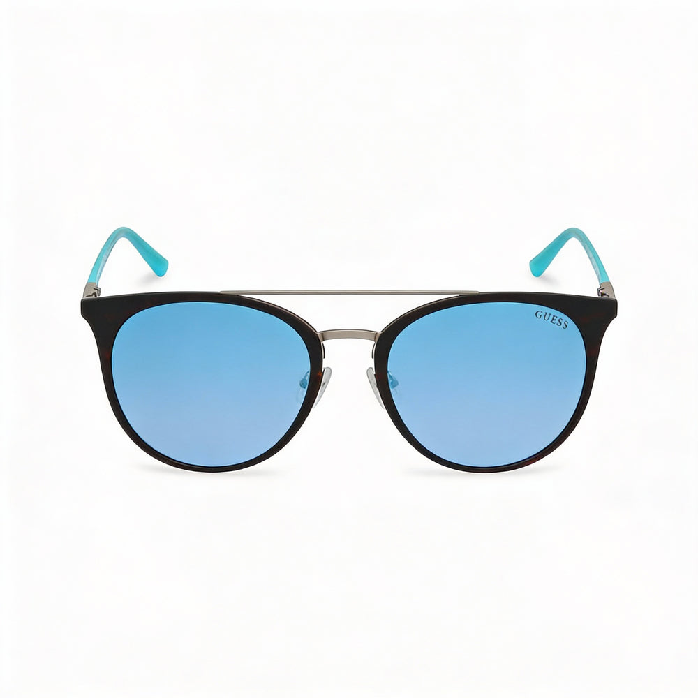 GUESS Gu3021 Women's Dark Havana Smoke Mirror Plastic Frame Anti-Reflective Non-Polarized UV Protection Sunglasses 56mm