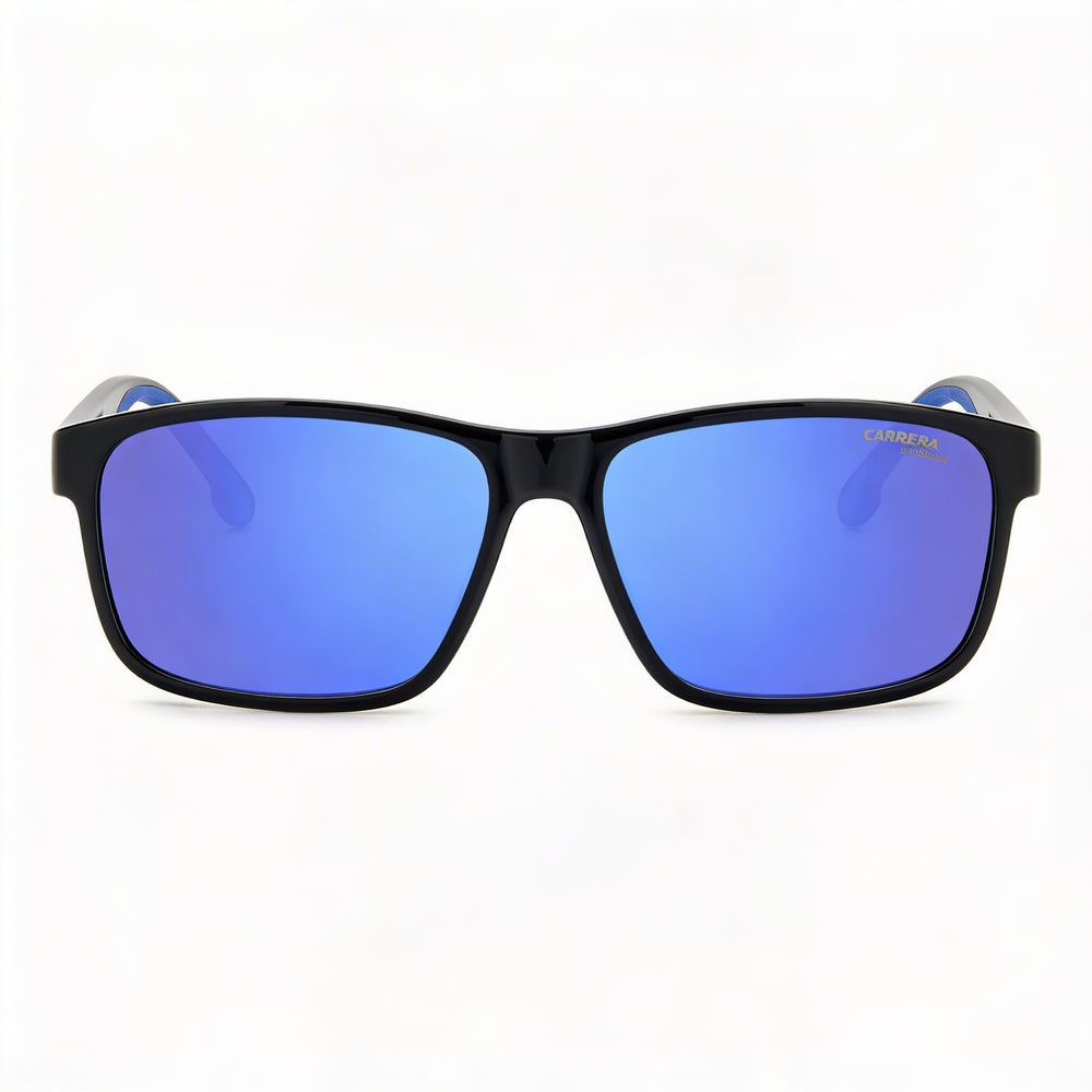 Gafas de sol unisex casuales CARRERA con montura de poliamida negra y azul, lentes no polarizadas multicapa azules de protección UV 54 mm
