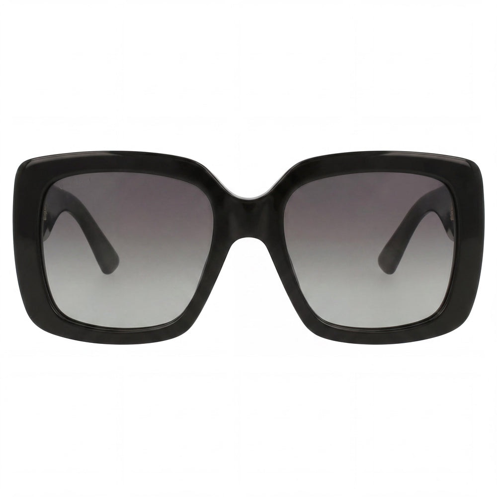 Gucci GG0141SN Women's Black Plastic Full Rim Square Frame Non-Polarized Grey Gradient Sunglasses 53mm