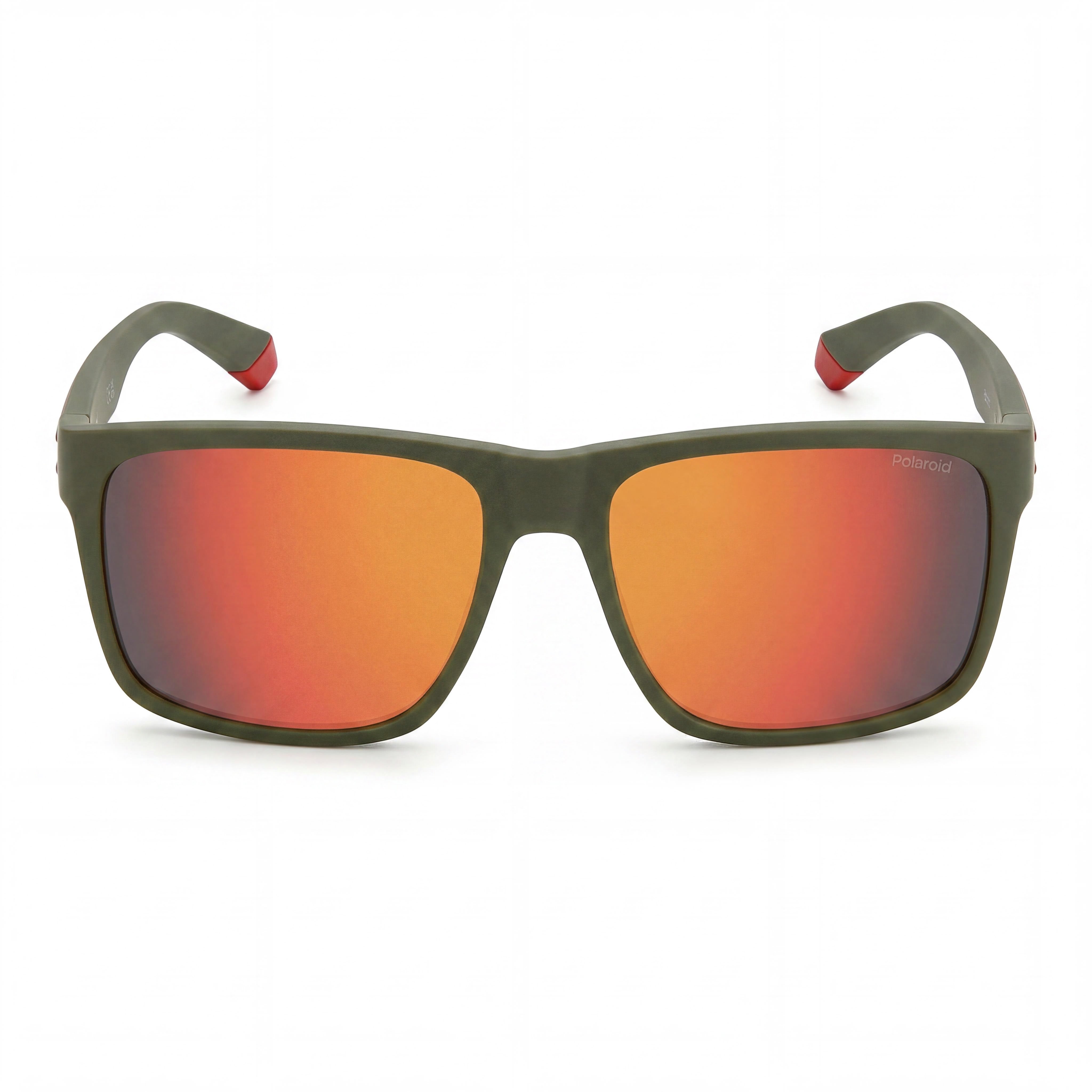 Polaroid Eyewear Casual Men's Polycarbonate Polarized Sunglasses Military Green Red Frame Red Multilayer Lenses 57mm, Photo 2