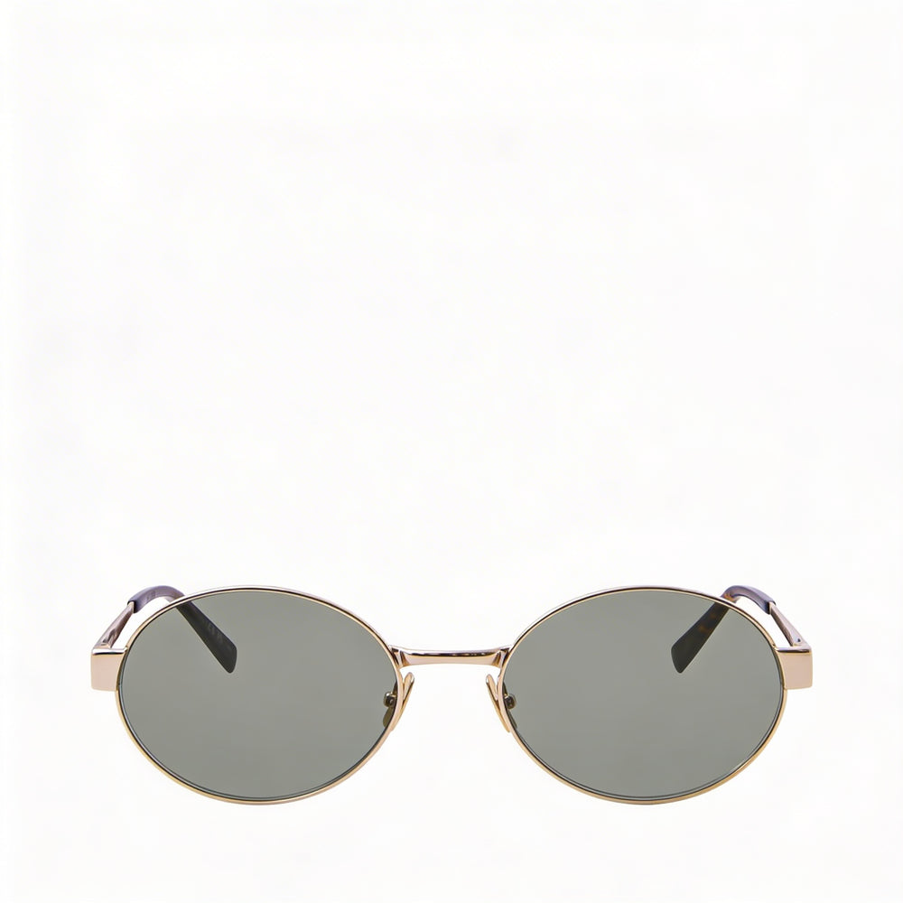 Gafas de sol redondas Saint Laurent Classic SL 692 de metal dorado con lentes verdes no polarizadas para mujer 55mm