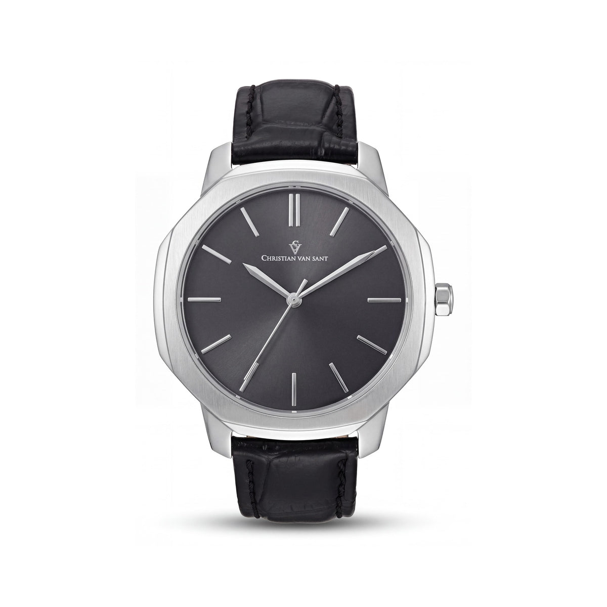 Christian Van Sant Quartz Movement Women's Black Dial, Stainless Steel & Leather Water Resistant Watch, Photo 1