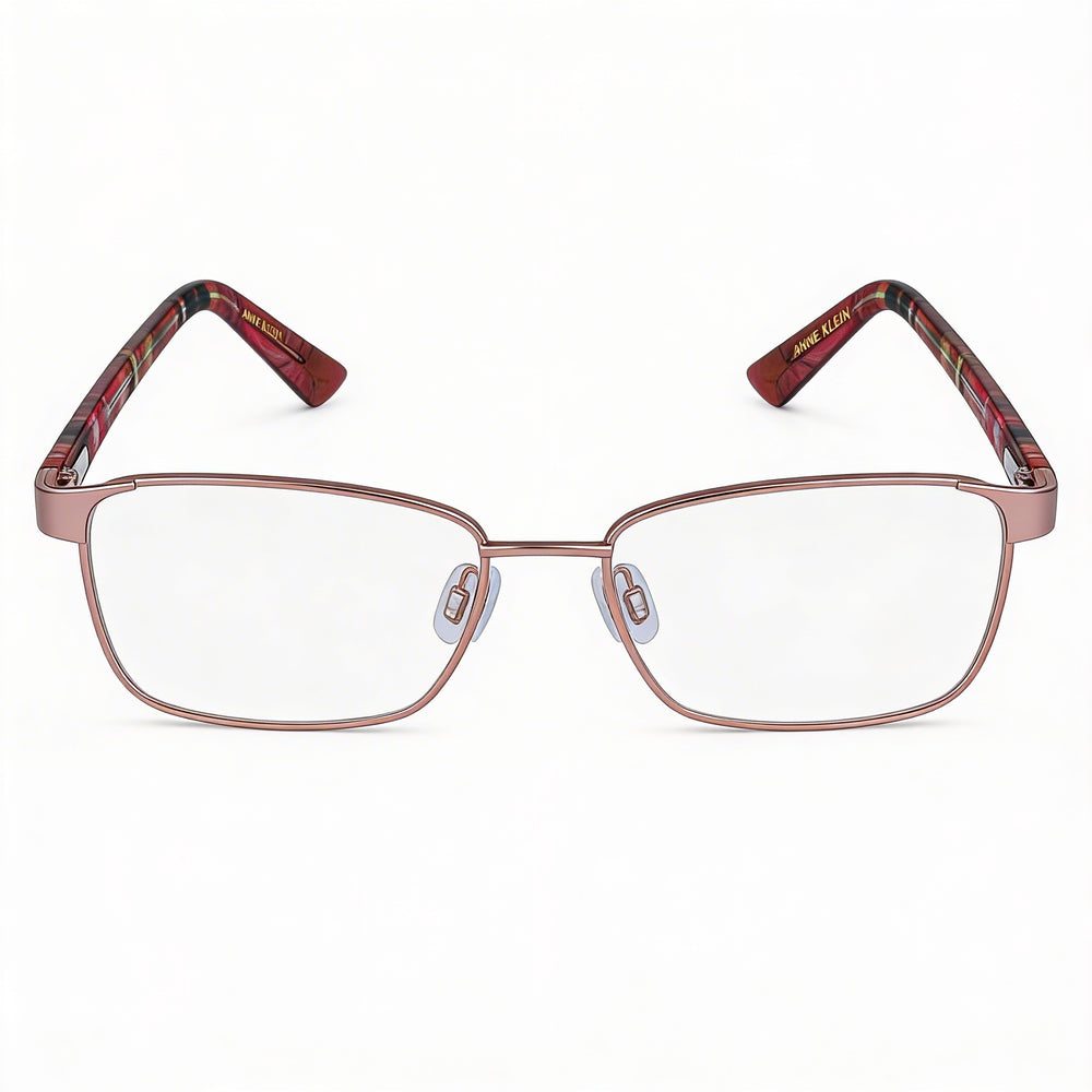 Gafas Anne Klein Classic para hombre con montura de acetato en oro rosa y lentes de policarbonato multicolor (53-15-140 mm)