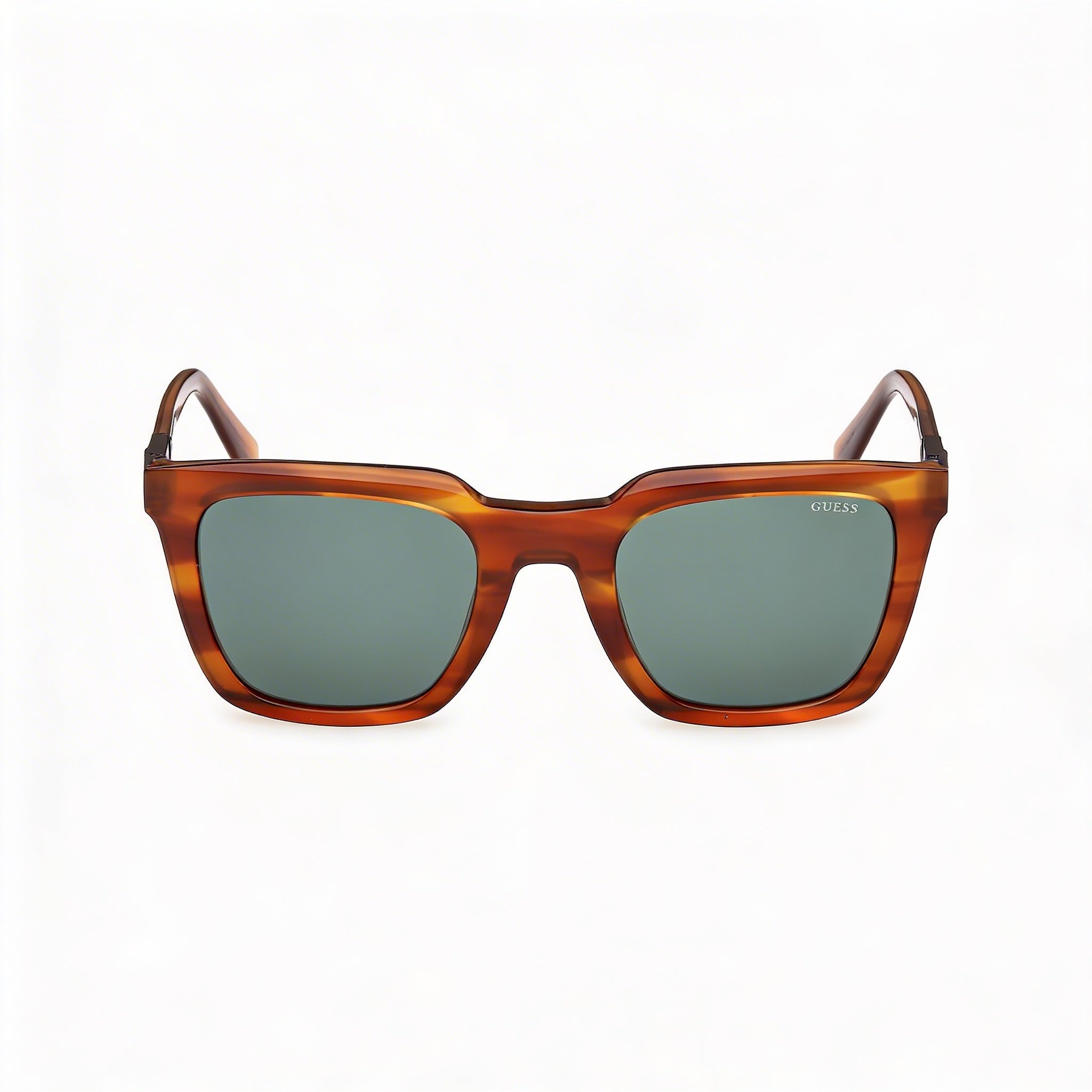 Guess Gu00279 Gafas de sol de hombre con montura de plástico de cuerno marrón claro y lentes de policarbonato marrón Protección UV 400 51mm, Photo 1