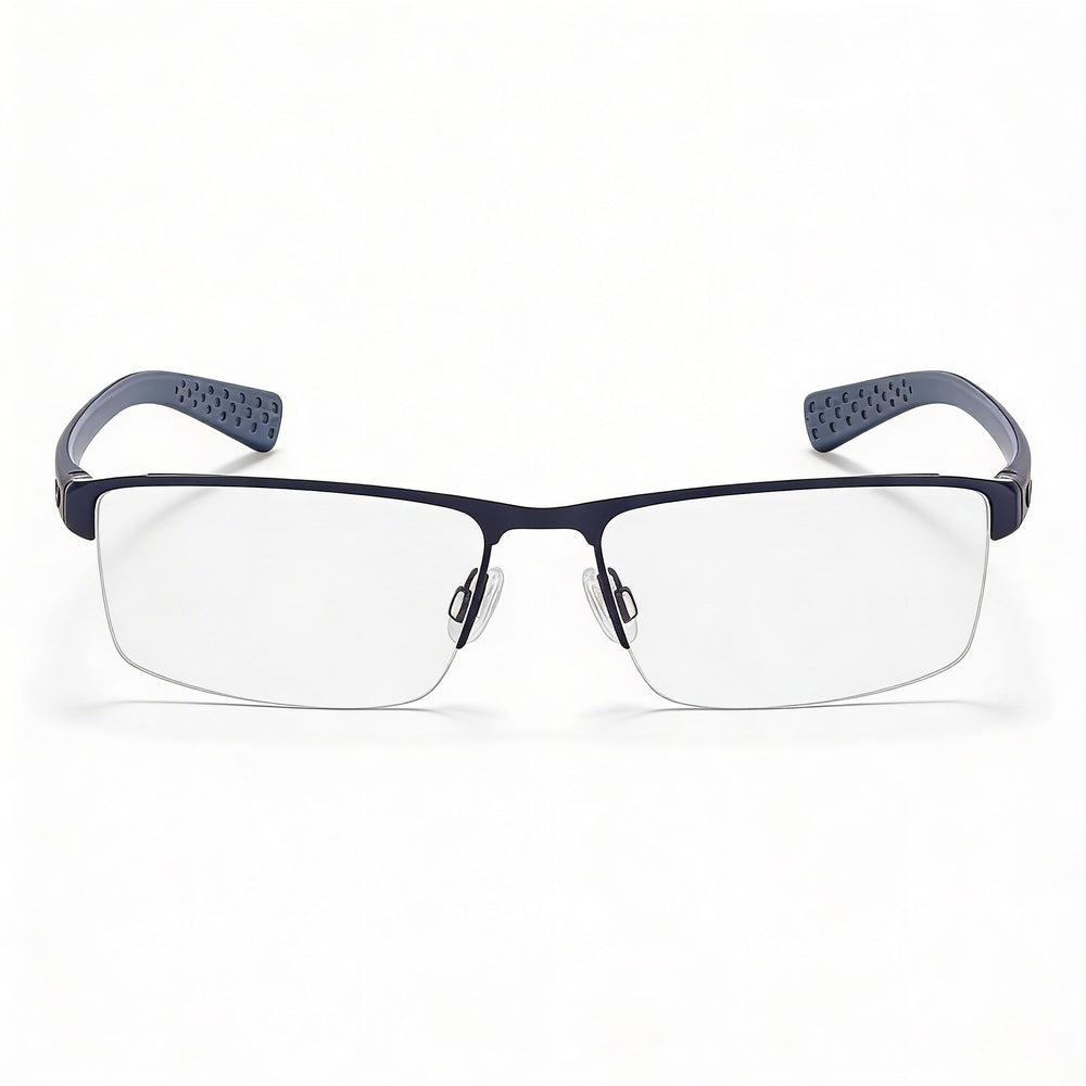 Nike Casual Men's Eyeglasses Frame with Satin Blue Fade, Transparent Plastic Lenses, Size 55-17-140