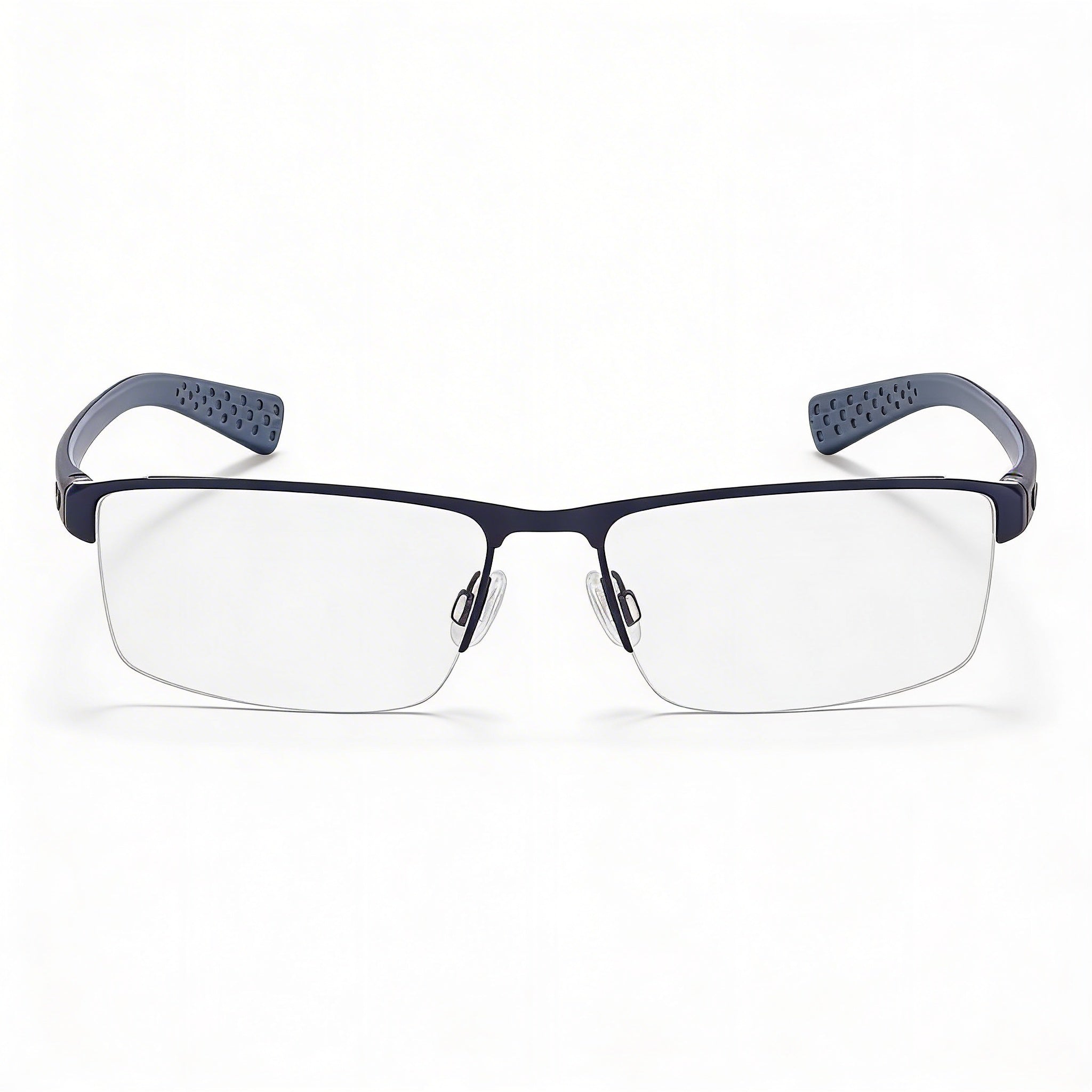 Nike Casual Men's Eyeglasses Frame with Satin Blue Fade, Transparent Plastic Lenses, Size 55-17-140, Photo 2