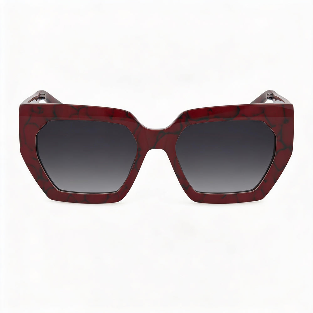 M Missoni Casual Women's Marble Red Acetate Frame Dark Grey Shaded Lenses Sunglasses 55-19-140mm
