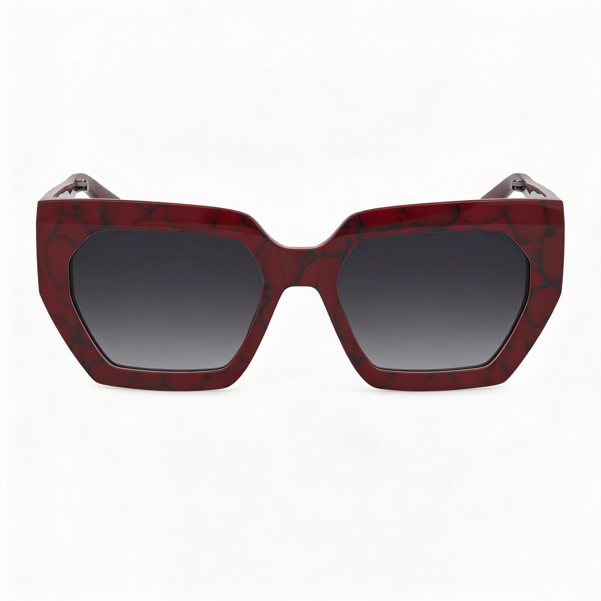 Gafas de sol M Missoni Casual para mujer, montura de acetato rojo mármol, lentes sombreados en gris oscuro, 55-19-140 mm, Photo 1