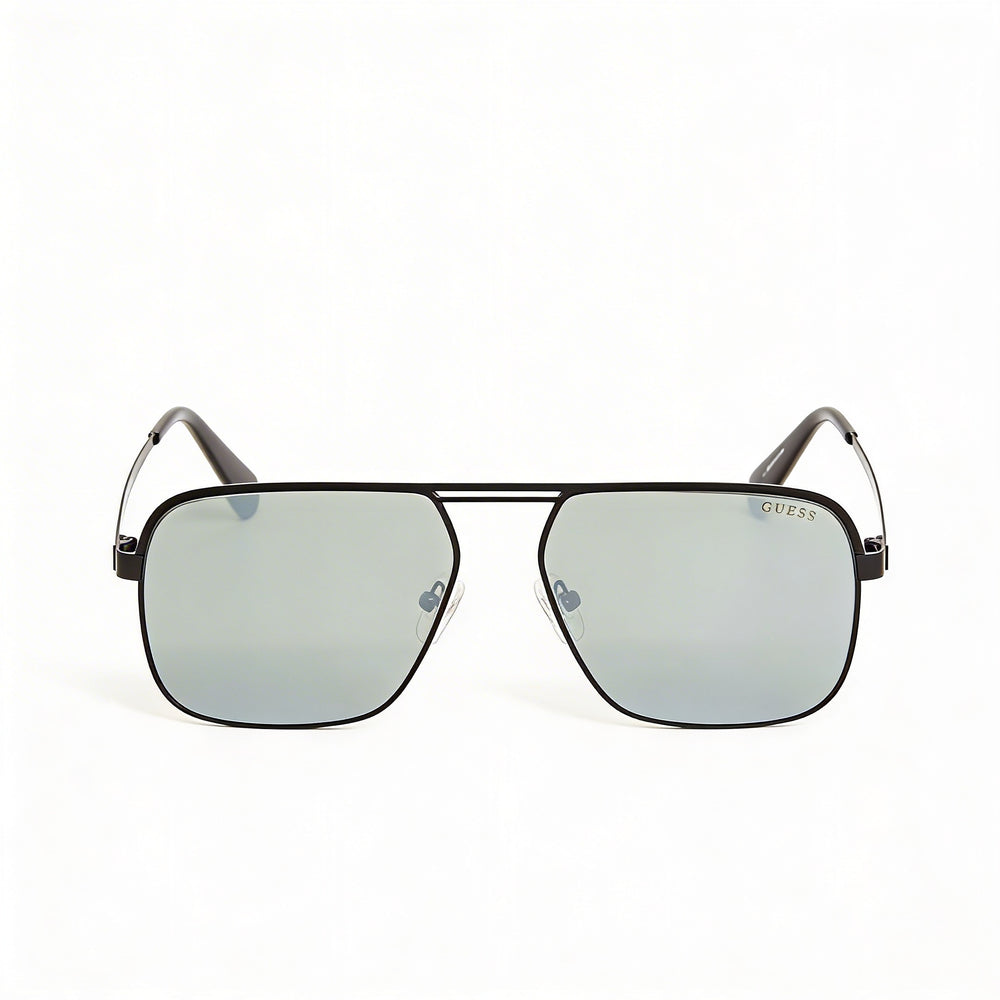 GUESS Men's Classic Metal UV Protected Sunglasses, Matte Black with Grey Gradient Lenses 58mm