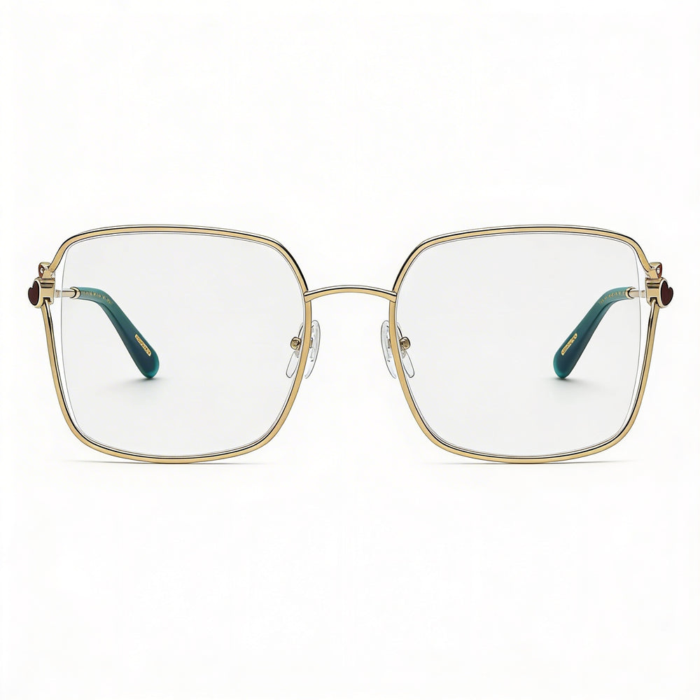 Gafas Chopard informales para mujer, de metal, con lentes de policarbonato sin graduar, en oro claro brillante, 53 mm