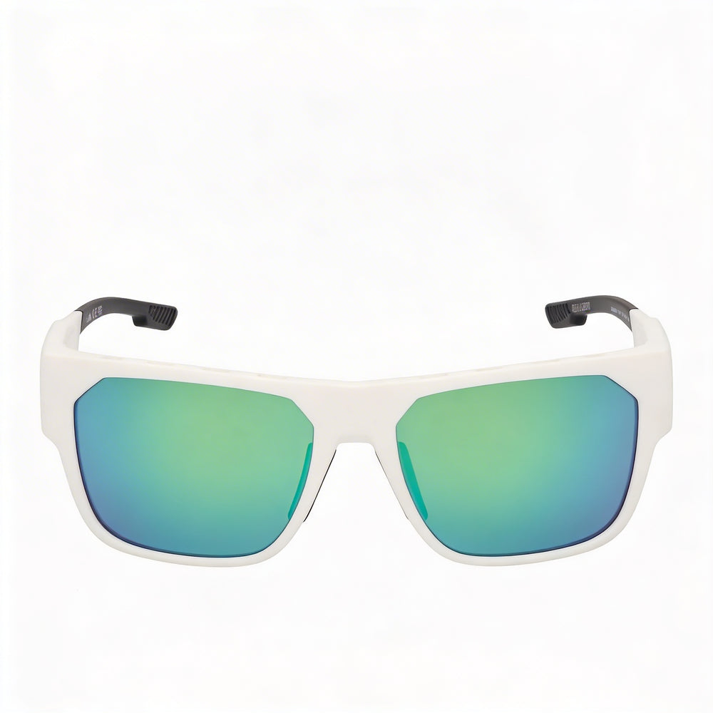 Adidas Comtemporary Men's Matte White Plastic Frame Green Mirror Lenses UV Protection Sunglasses 57mm