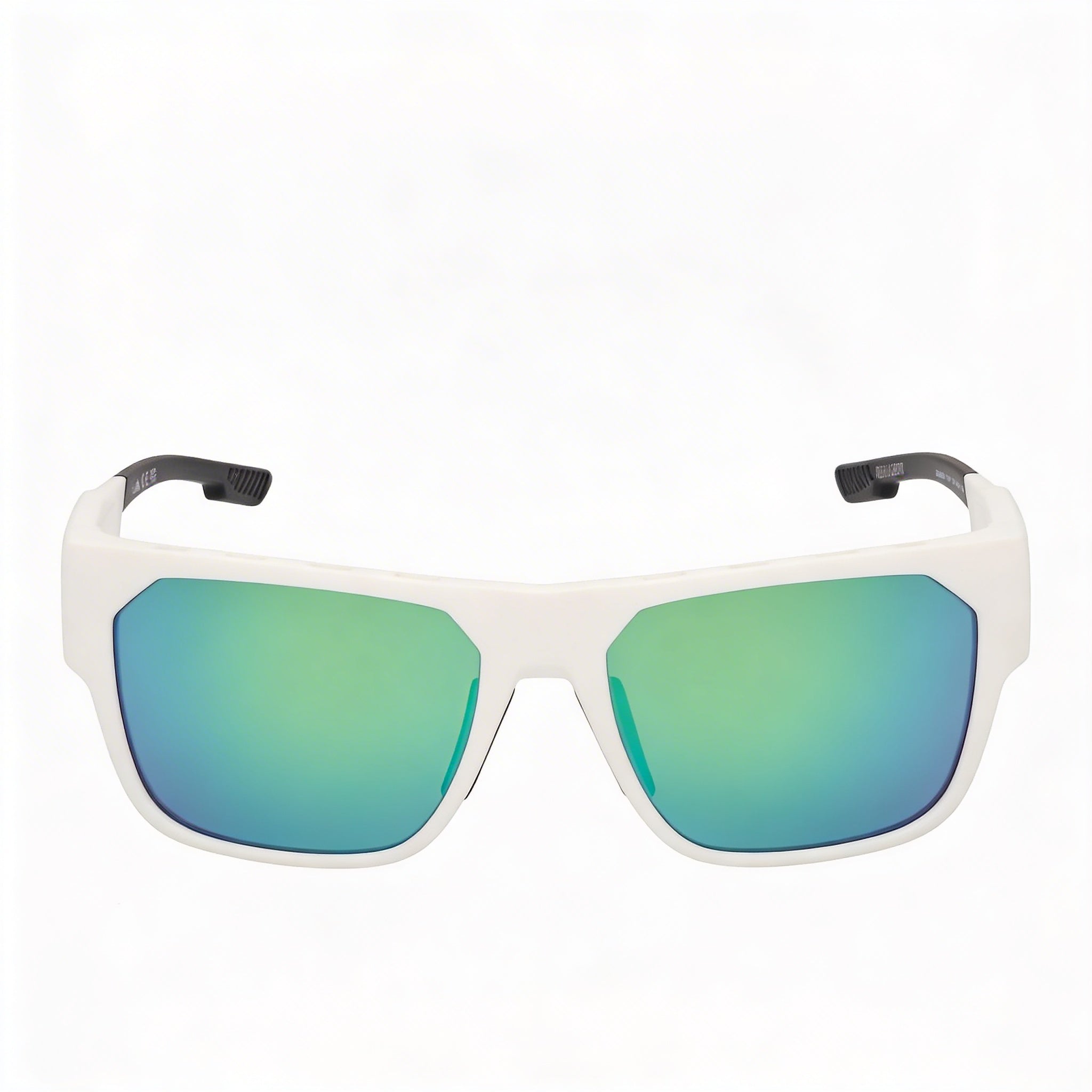 Gafas de sol Adidas contemporáneas para hombre con montura de plástico blanco mate, lentes verdes espejadas y protección UV de 57 mm, Photo 2