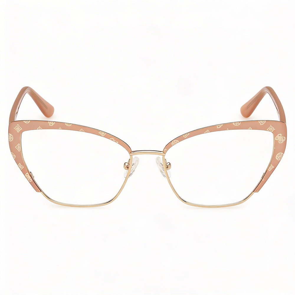 Guess GU50122 Matte Beige Rectangle Eyeglasses for Women, Metal 54mm