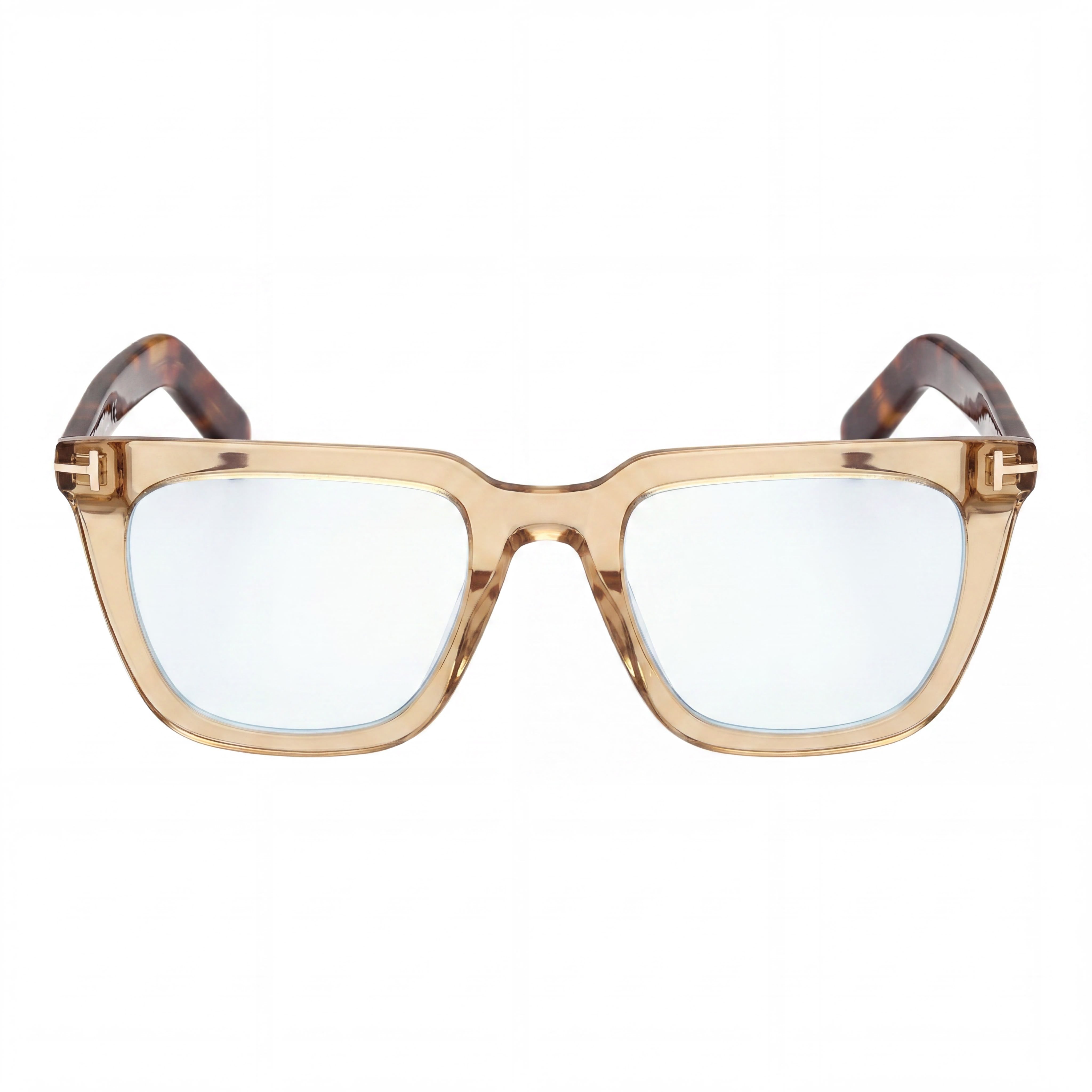 Tom Ford Ft5963-b Gafas Unisex con Montura de Material Café, Café Claro Brillante, Lentes de Policarbonato 50-20-145, Photo 2