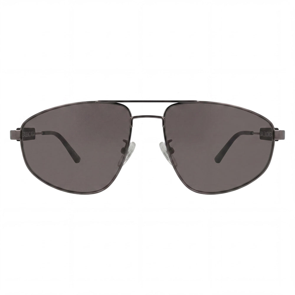 Balenciaga Aviator Unisex Sunglasses with Grey Metal Frame, Grey Plastic Lenses, and 59mm Lens Width
