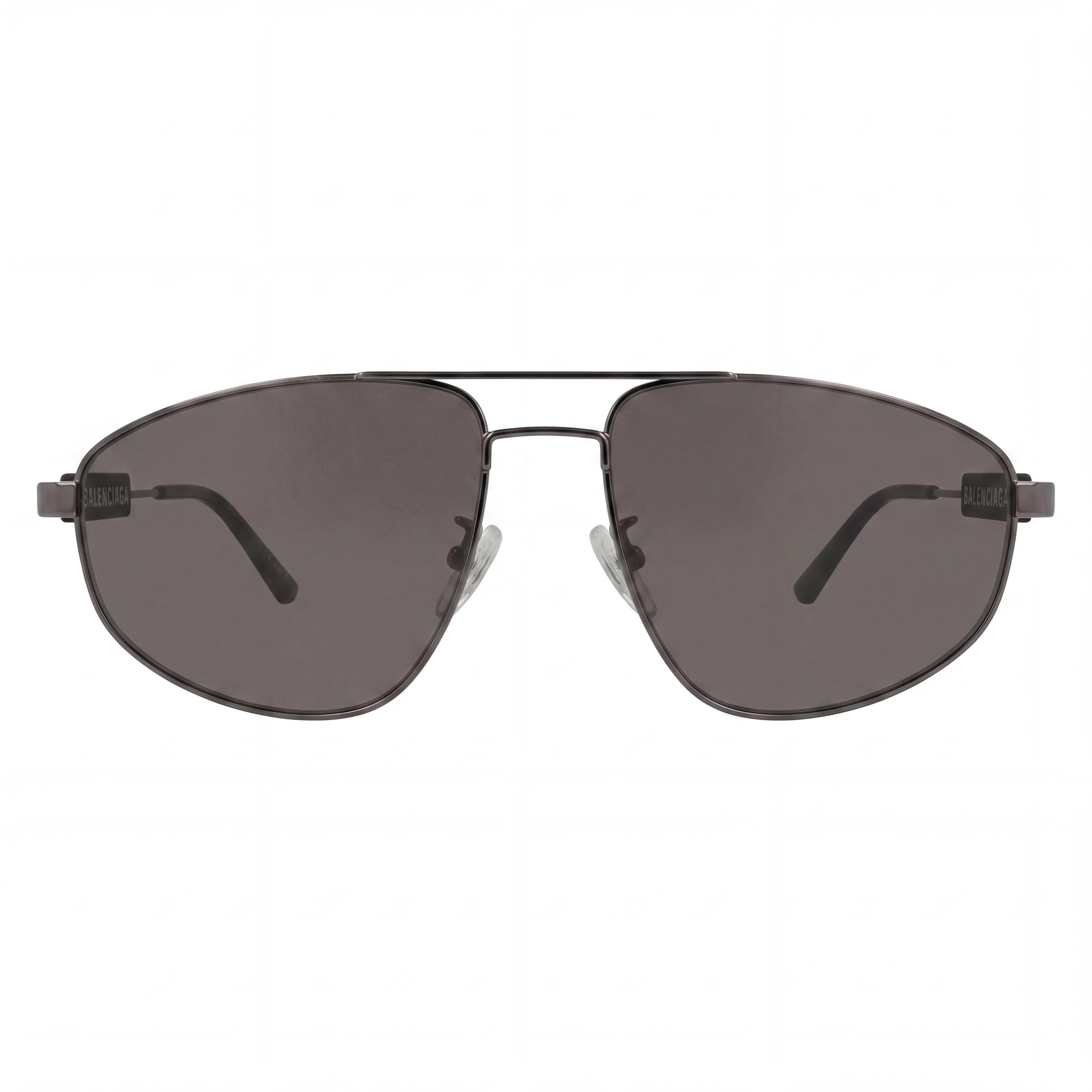 Balenciaga Aviator Unisex Sunglasses with Grey Metal Frame, Grey Plastic Lenses, and 59mm Lens Width, Photo 2
