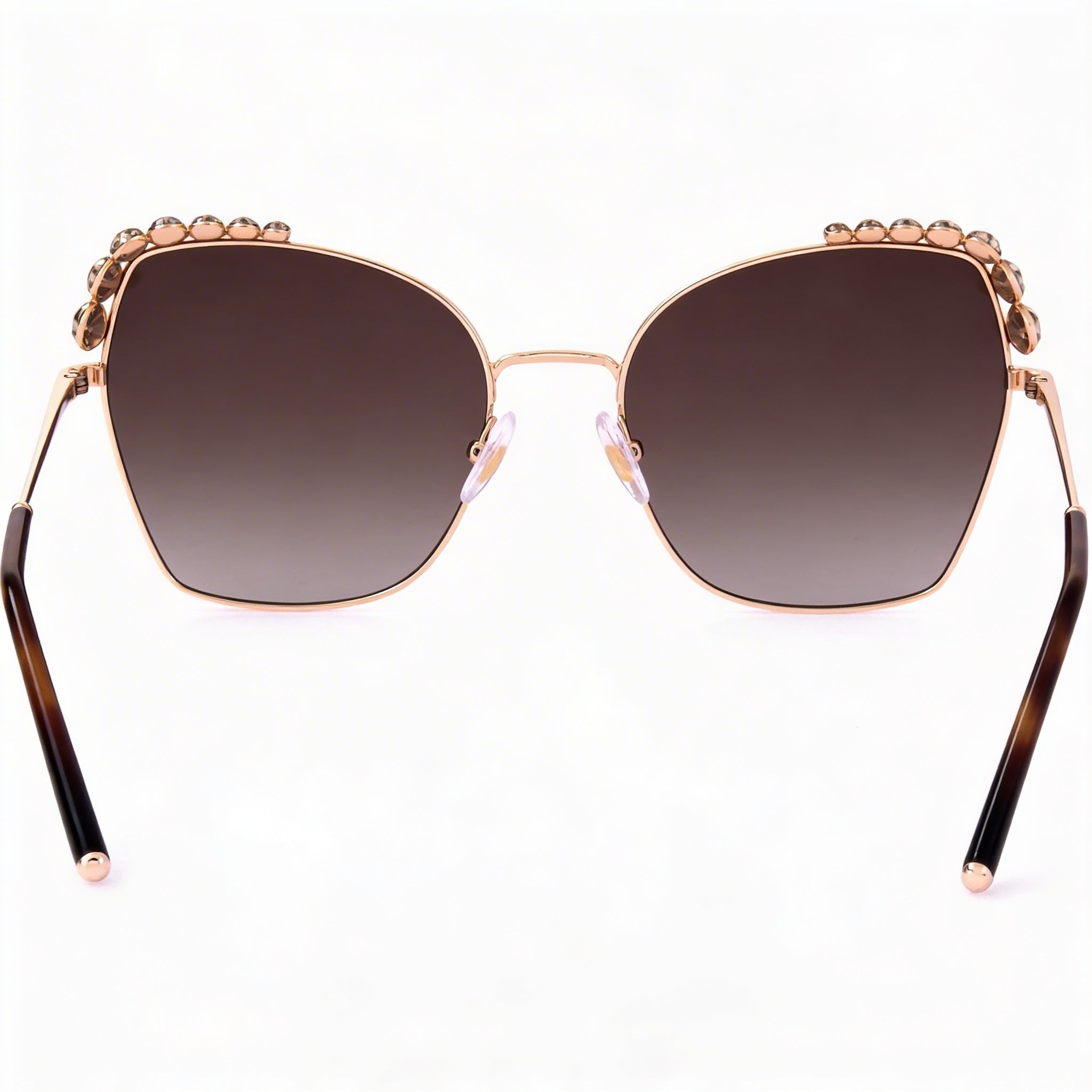 Carolina Herrera Gafas de sol casuales para mujer con protección UV de policarbonato sombreado marrón, metal oro rosa, 59 mm, Photo 2
