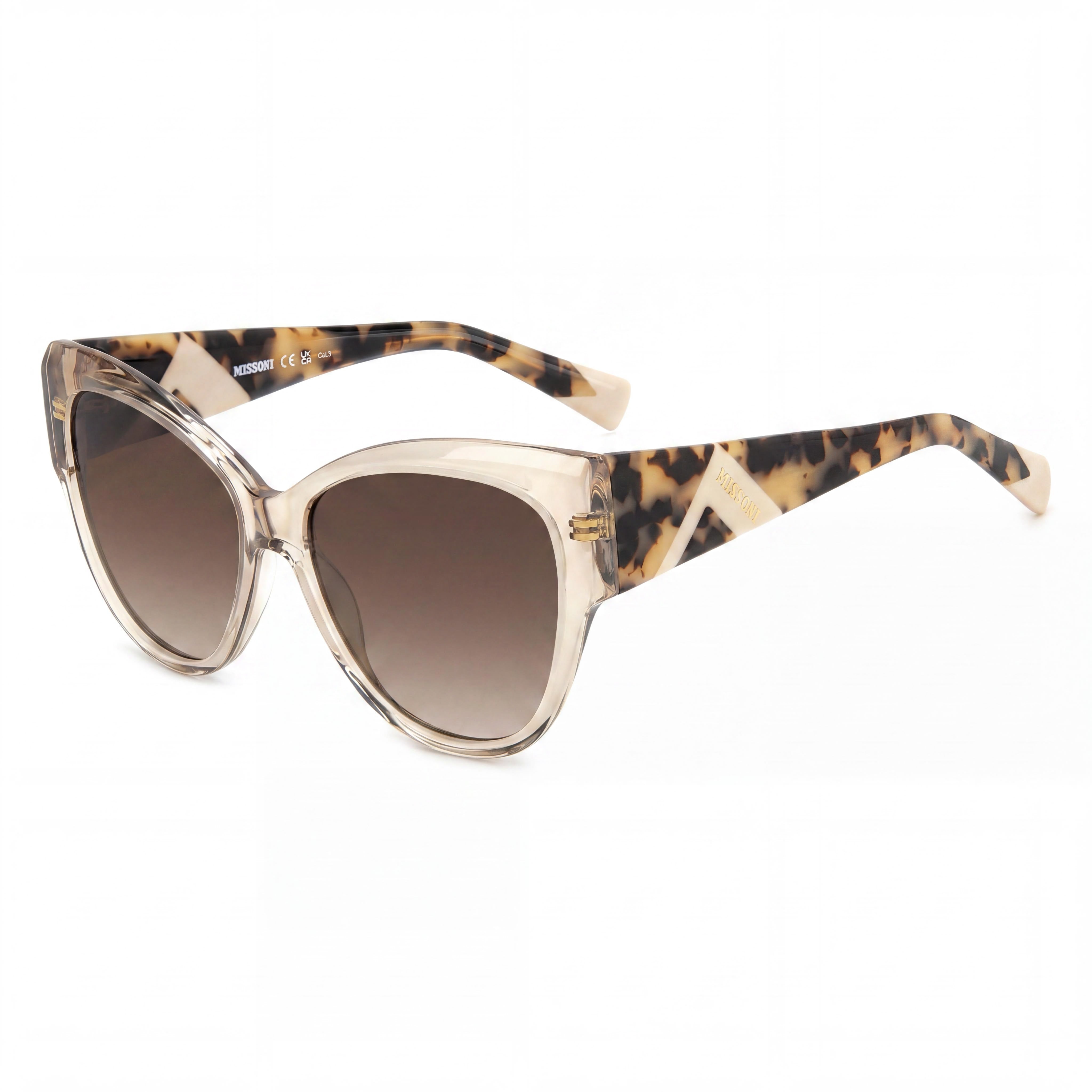 Missoni Casual Women's Beige Acetate Frame Non-Polarized Sunglasses Brown Shaded Lenses 57mm, Photo 1