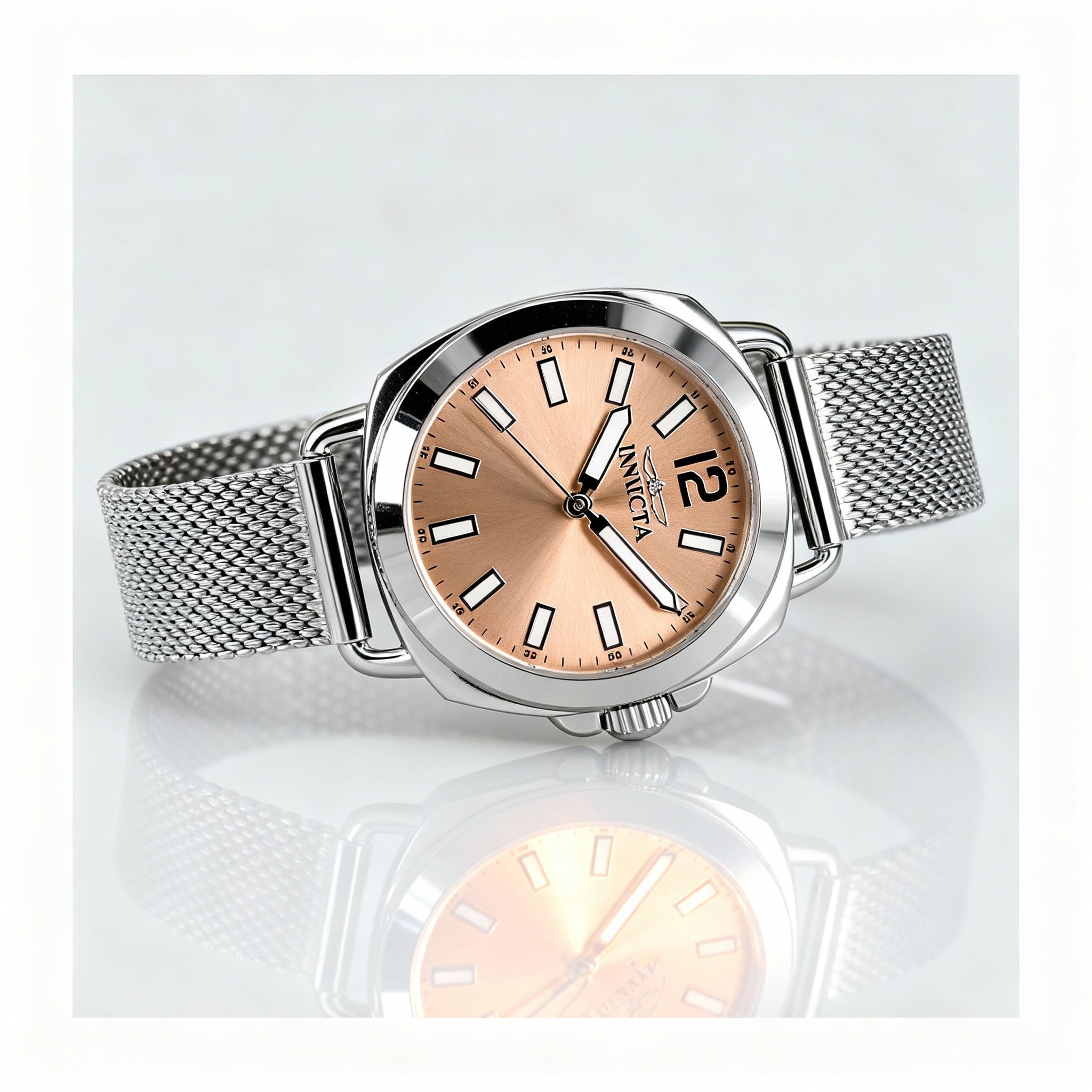 Reloj Invicta 46337 de acero inoxidable para mujer, esfera rosa, cuarzo, resistente a arañazos, resistente al agua hasta 50 m, 32 mm, Photo 2